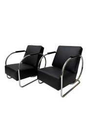 Art Deco Modernist Bauhaus Tubular Steel Lounge Chairs by Frits Kuyken, 1936